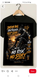 TRENDISH Dream Big No Risk No Story graphic T-shirt