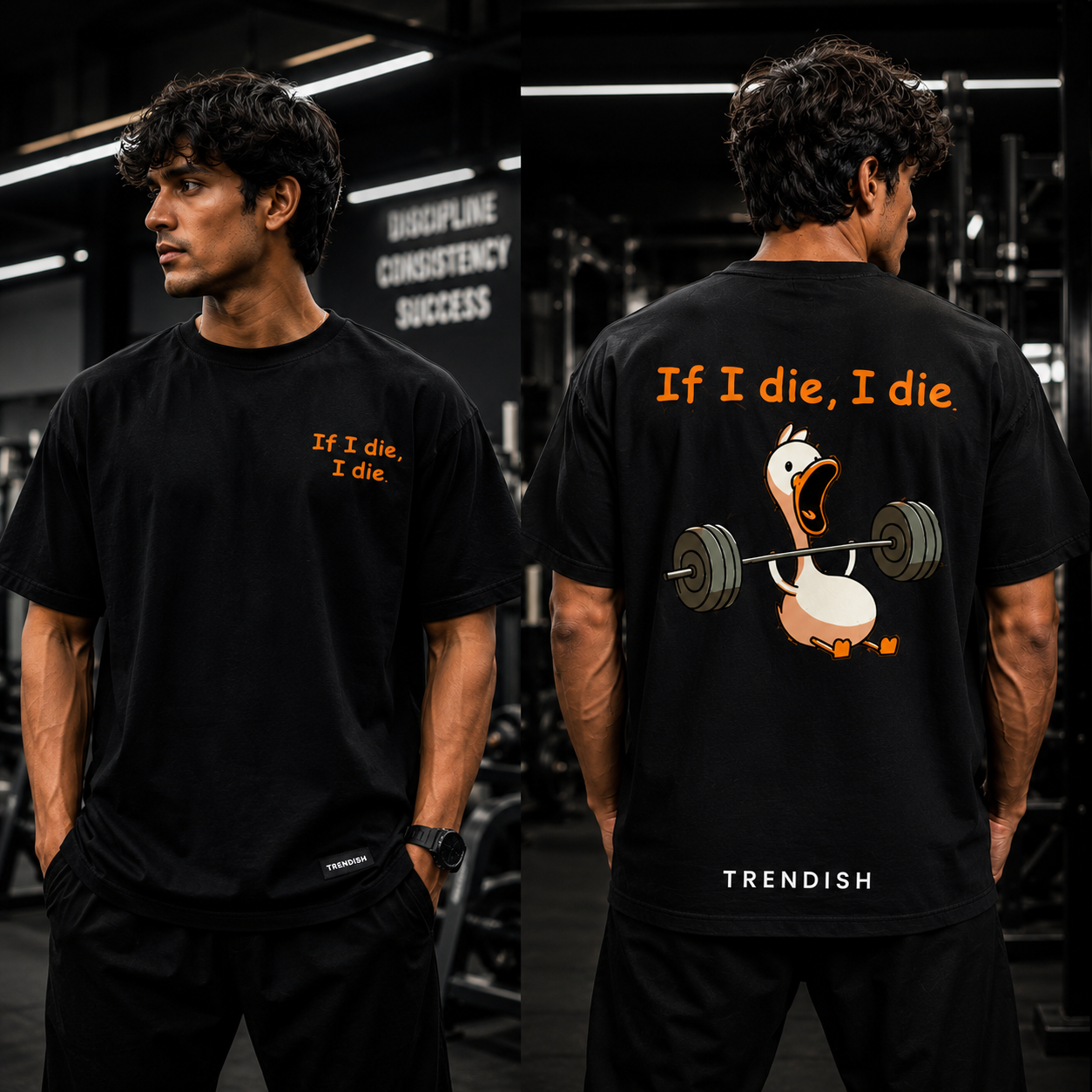 TRENDISH If I Die I Die black oversized gym T-shirt