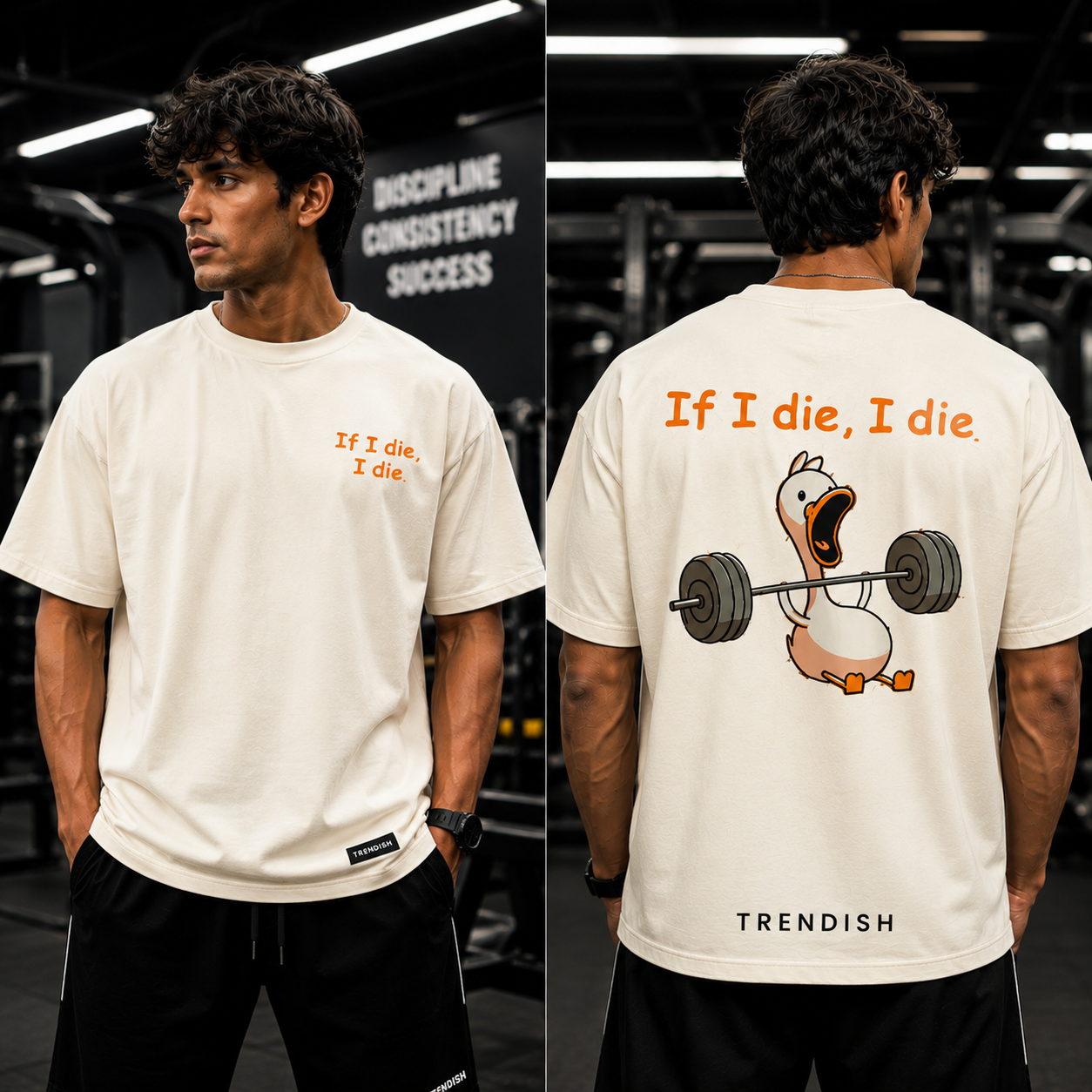 TRENDISH If I Die I Die off white oversized gym T-shirt